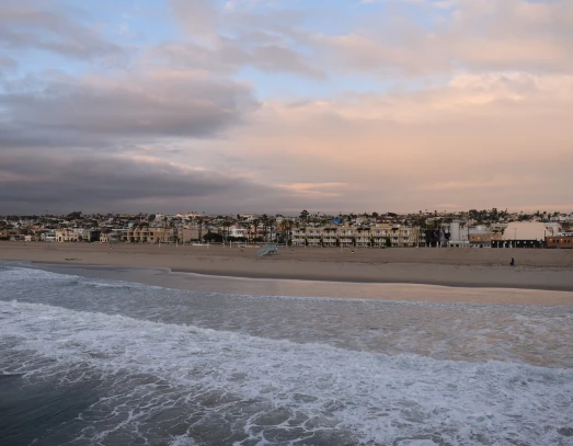 Looking back on California’s Hermosa Beach on a partly cloudy day